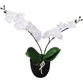 vidaXL Plante artificielle avec pot Orchidée 30 cm Blanc