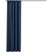vidaXL Rideau occultant d'aspect de lin avec crochets Bleu 290x245 cm