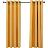vidaXL Rideaux occultants Aspect lin à œillets 2 pcs Jaune 140x175 cm