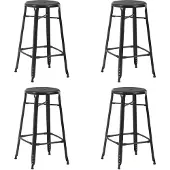 vidaXL Tabouret de bar 4 pcs. noir acier