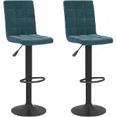 vidaXL Tabouret de bar 2 pcs. Velours bleu