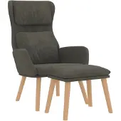 vidaXL Fauteuil relax avec pouf gris foncé velours