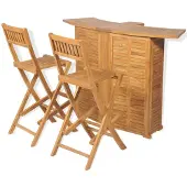 vidaXL Ensemble bar de jardin 3 pcs. teck