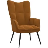 vidaXL Fauteuil "Gückingen" en velours (100% polyester) et acier brun. Dimensions (l/h/p) 61x96x70 cm