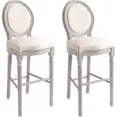 vidaXL Tabouret de bar 2 pcs. Blanc lin