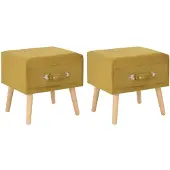 vidaXL Tables de chevet 2 pcs Moutarde 40x35x40 cm Velours