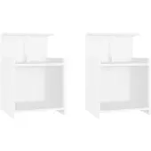 vidaXL Tables de chevet 2 pcs blanc 40x35x60 cm bois d'ingénierie