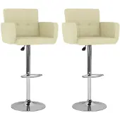 vidaXL Tabouret de bar 2 pcs. Crème similicuir