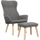 vidaXL Fauteuil relax avec pouf Tissu gris clair