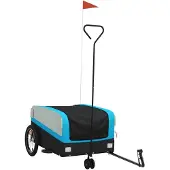 vidaXL Remorque vélo noir et bleu 45 kg Fer