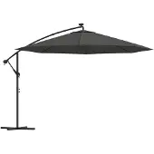vidaXL Parapluie avec lampes LED et mât métallique 350 cm anthracite
