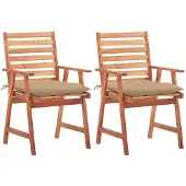 vidaXL Chaises de jardin 2 pièces avec coussins en bois massif d'acacia