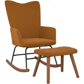 vidaXL Chaise à bascule avec repose-pied Marron Velours