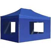 vidaXL Tente de réception professionnelle Pliable avec parois Aluminium 4,5x3 m Bleu