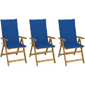 vidaXL Chaises de jardin pliantes 3 pcs. avec coussins en bois massif d'acacia