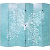 vidaXL Cloison de séparation pliable 228 x 170 cm Papillon Bleu