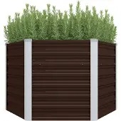 vidaXL Lit surélevé de jardin Marron 129x129x77 cm Acier galvanisé