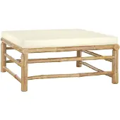 vidaXL Repose-pied de jardin avec coussin blanc crème Bambou