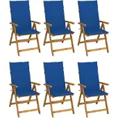 vidaXL Chaises de jardin pliantes 6 pcs. avec coussins en bois massif d'acacia