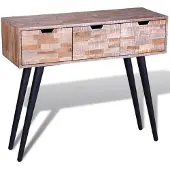 vidaXL Table console avec 3 tiroirs Bois de teck recyclé