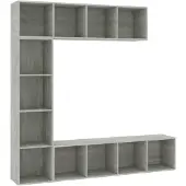 vidaXL 3-tlg. Bücher-/TV-Schrank Set Betongrau 180x30x180 cm