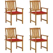 vidaXL Chaises de jardin avec coussins 4 pcs. Bois massif acacia