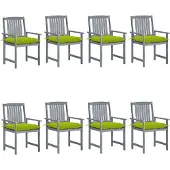 vidaXL 3078260, Terrasse, Siège rembourré, Acacia, Vert, Polyester, 610 mm