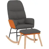 vidaXL Chaise à bascule avec repose-pied Gris foncé Tissu