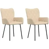 vidaXL Chaise de salle à manger 2 pcs. Tissu crème