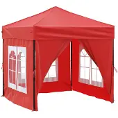 vidaXL Tente de réception pliable avec parois latérales rouge 2x2 m