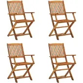 vidaXL Chaises de jardin pliantes 4 pcs. Bois massif acacia