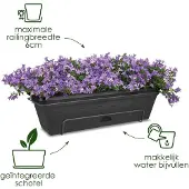 Elho Balconniere Green Basics Allin1 70 - Extérieur & Balcon - L 25,7 X W 69,2 X H 16,7 Cm - Vivre Noir