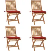 vidaXL Chaises de jardin pliantes avec coussins 4 pcs. Bois massif teck