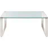 Beliani Table basse Plateau en verre transparent Structure en acier inoxydable argenté 50 x 40 cm Glamour Salon moderne Chambre à coucher Antichambre