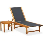 vidaXL Bain de soleil avec table en acacia