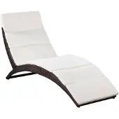 vidaXL Bain de soleil pliable avec support Poly rotin brun