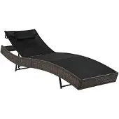 vidaXL Chaise longue avec coussins Poly rotin brun