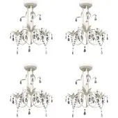 vidaXL Lustres suspendus à cristaux 4 pcs Blanc élégant