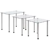 vidaXL Tables gigognes 3 pcs Transparent Verre trempé