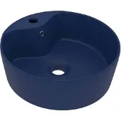 vidaXL Lavabo de luxe avec trop-plein Bleu foncé mat 36x13 cm Céramique