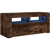 vidaXL Armoire TV avec lampes LED chêne fumé 90x35x40 cm
