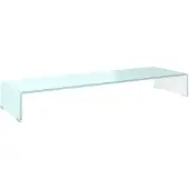 vidaXL Table TV/rehausse d'écran en verre blanc 100 x 30 x 13 cm
