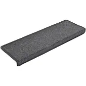 Super Merchant Tapis d'escalier 15 pièces 65 x 21 x 4 cm Gris foncé Bord rectangulaire