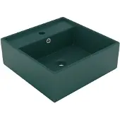 vidaXL Lavabo de luxe Débordement Carré Mat Vert foncé 41x41 cm