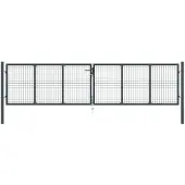 vidaXL Portail de jardin grillagé en acier galvanisé gris 400 x 100 cm