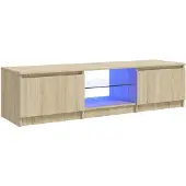 vidaXL Armoire TV avec lampes LED Chêne Sonoma 140x40x36 cm