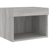 vidaXL Table de nuit murale avec lampes LED Gris Sonoma