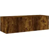 vidaXL Armoire TV murale avec lampes LED chêne fumé 100x35x31 cm
