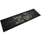 vidaXL Tapis de cuisine lavable imprimé tasse noir 45x150 cm velours