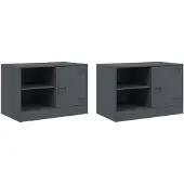 vidaXL Armoires TV 2 pcs. Anthracite 67x39x44 cm Acier